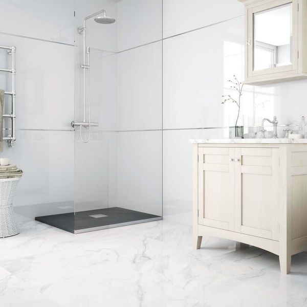 Sample - Sublime White Polished Marble Effect Tile 600x60