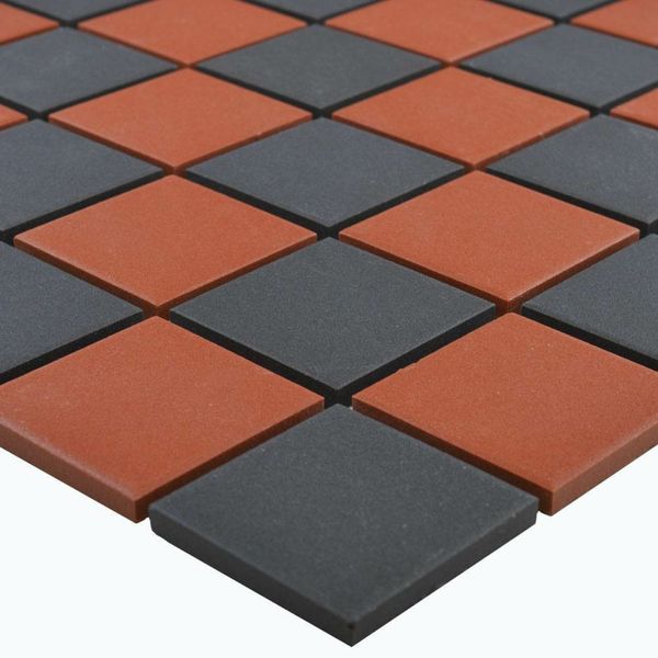 Sample Victorian Red Black Chequer Mosaic