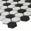 Sample Pixel Chequer Hexagon White Black Matt 23x23