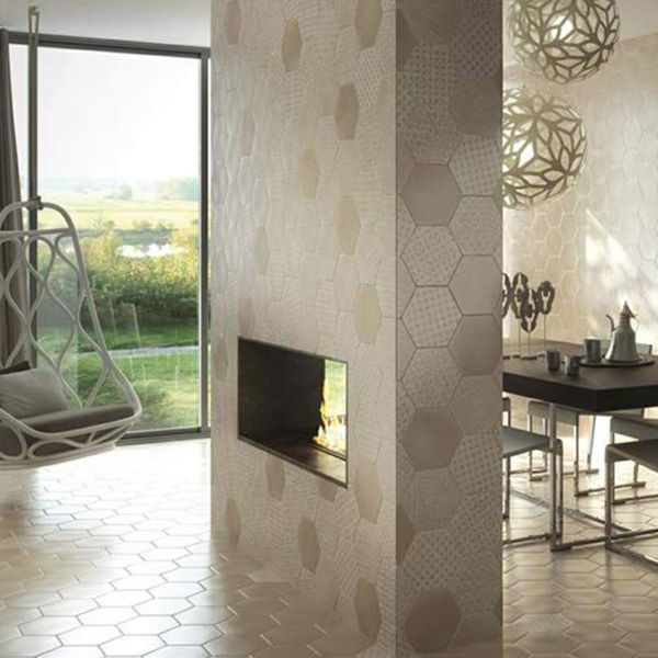 Souk Cream Patchwork Hexagon Tiles 15x15cm