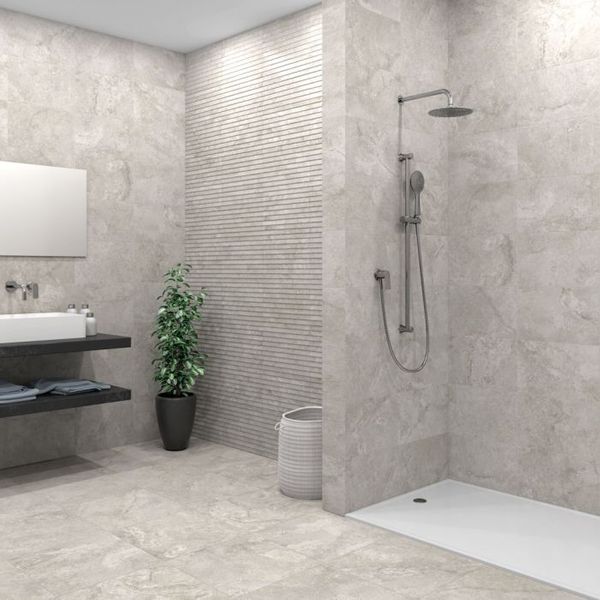 Sample - Melrose Himalaya Grey Decor Stone Effect Tiles 300x600