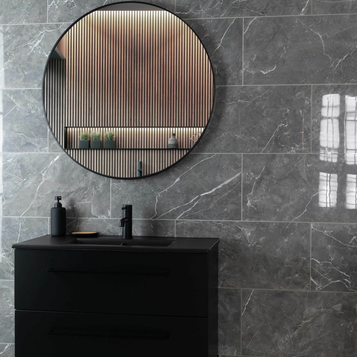 Sample - Belvedere Marengo Marble Effect Tiles 300x600