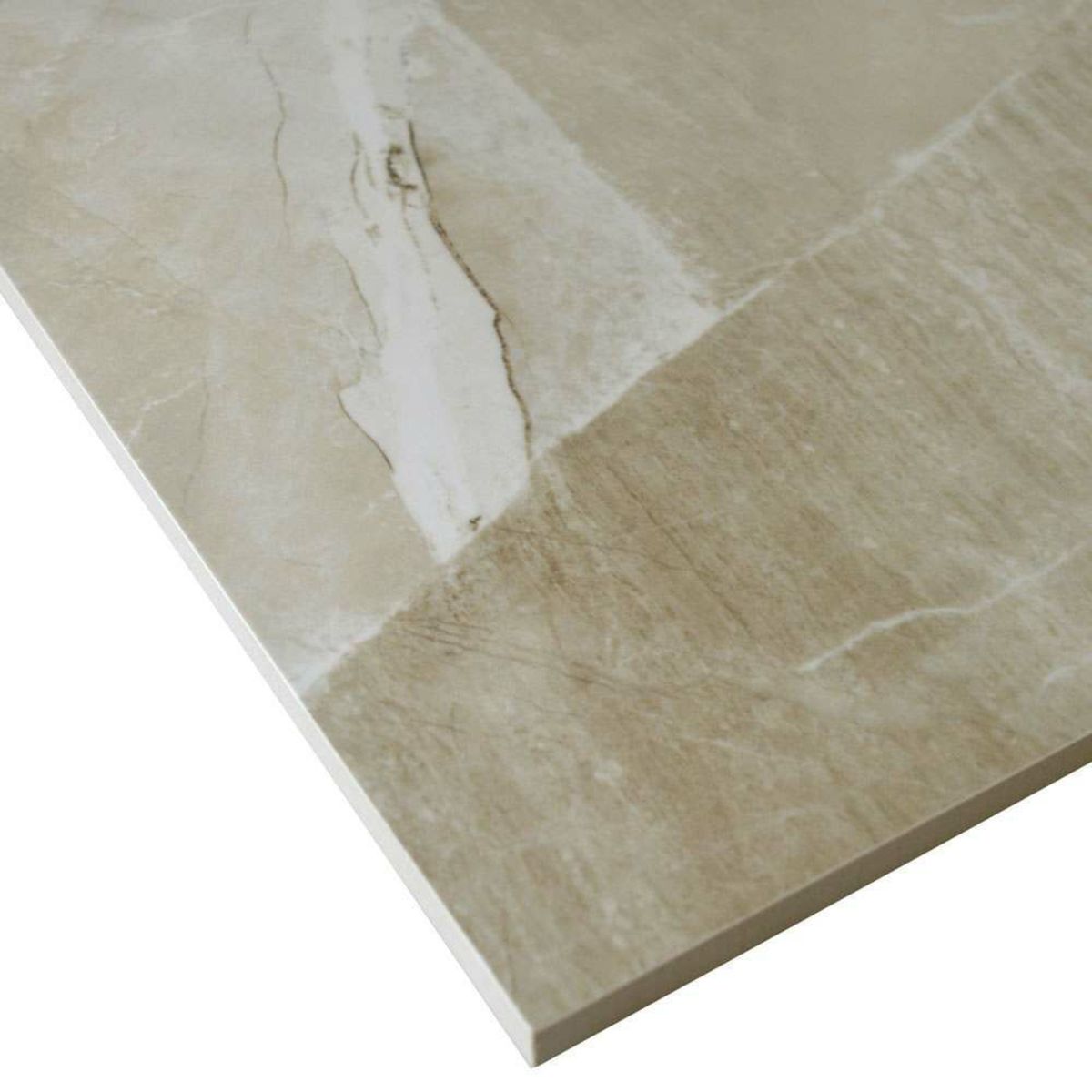 Sample - Kashmir Hueso Pulido/Leviglass Marble Effect Tile 600x600