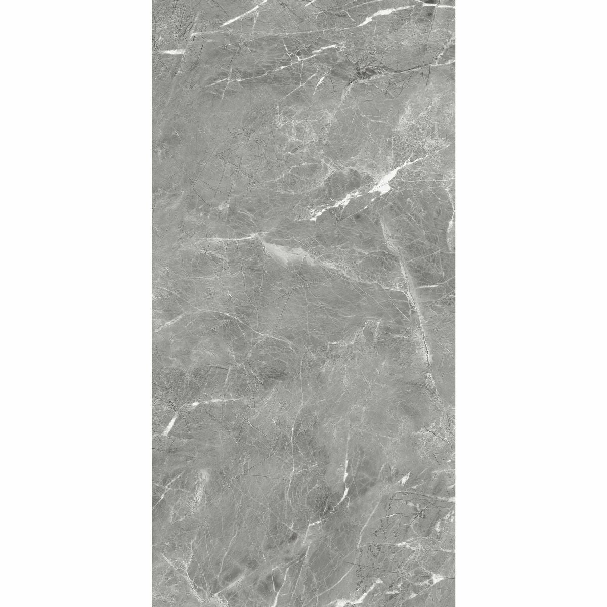 Sample - Makrana Breccia Grey Polished Marble Effect Tile 600x1200