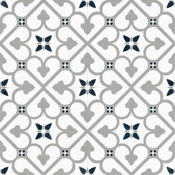 Sample - Bello Brighton Matt Grey Patterned Floor Tiles 45x45