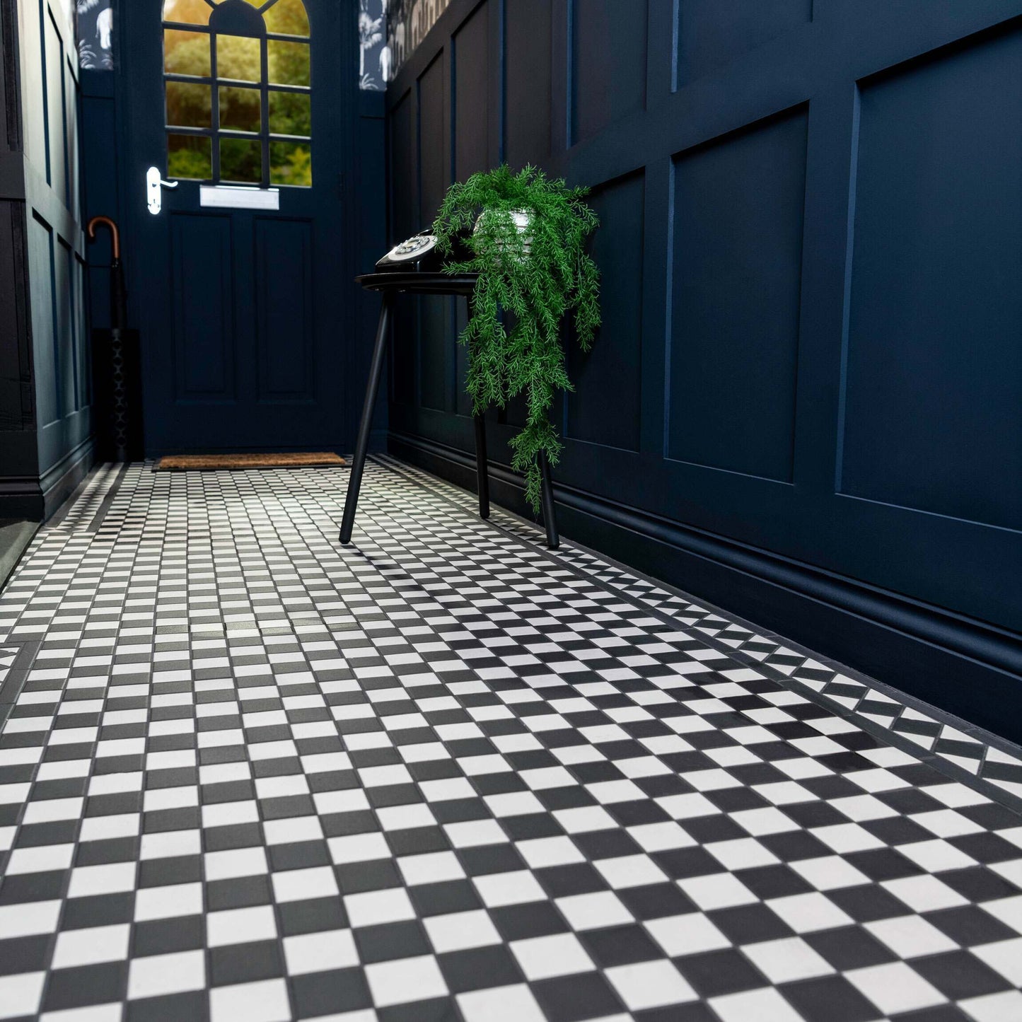 Victorian White & Black Chequer Mosaic