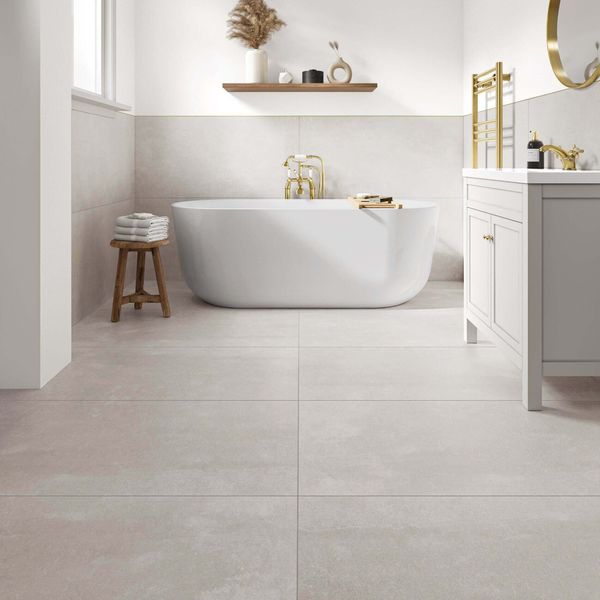 Tapa Light Bone Rectified Matt Stone Effect Tile 600x600x7mm