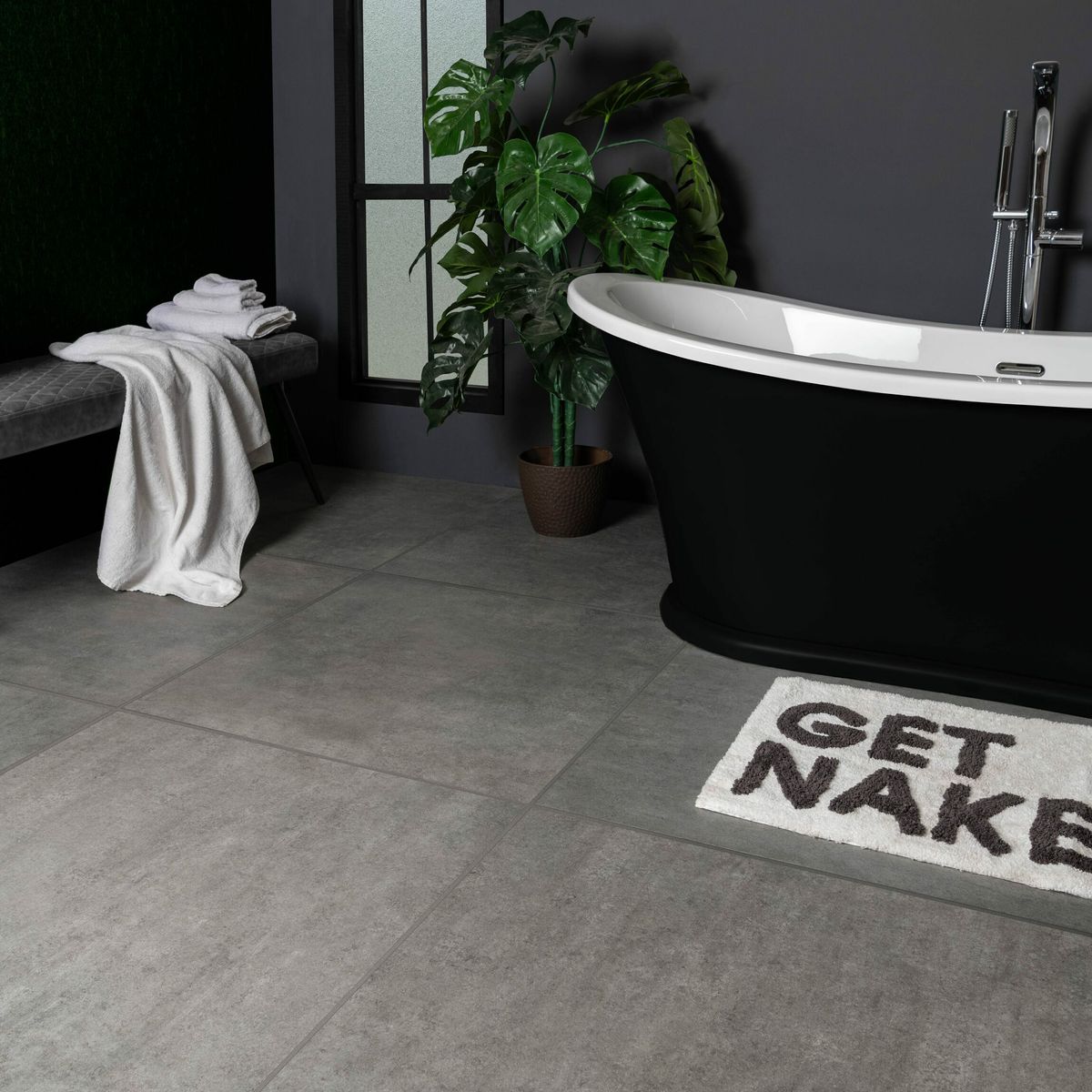 Sample - Clay Stone Effect Dark Stone Effect Grey Floor Tiles