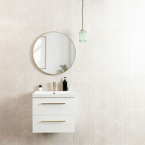 Sample Imperial Warm White Gloss marble Effect Decor Wall Tile 600x300