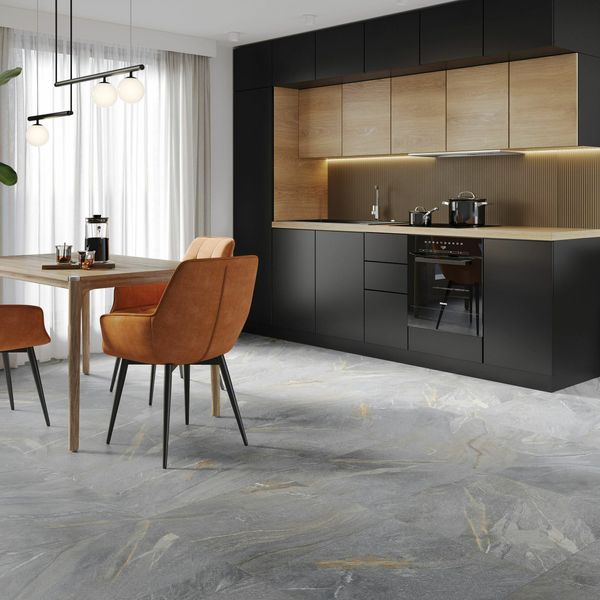 Sample - Granby Grey Matt Stone Effect Wall And Floor Tiles 597x597