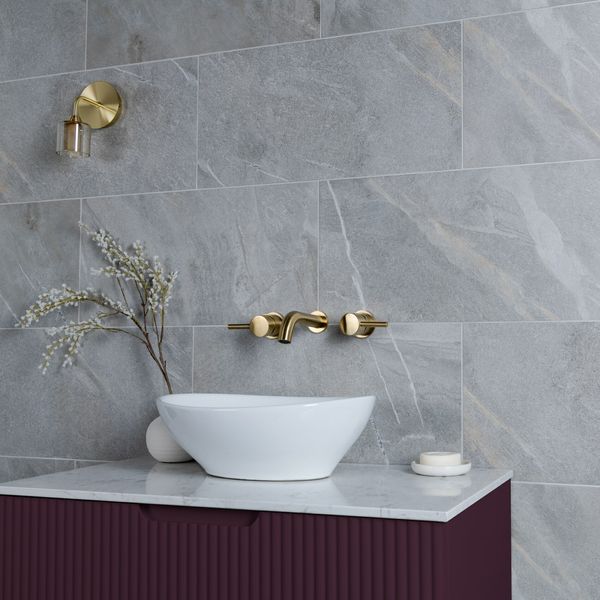 Granby Light Grey Matt Stone Effect Wall And Floor Rectified Tiles