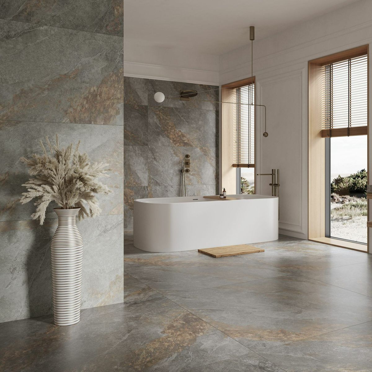 Sample - Auric Light Grey Marble Effect Wall and Floor Tiles 1197x597