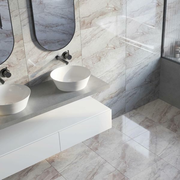 Helena Anthracite Marble Effect Tile 300x600