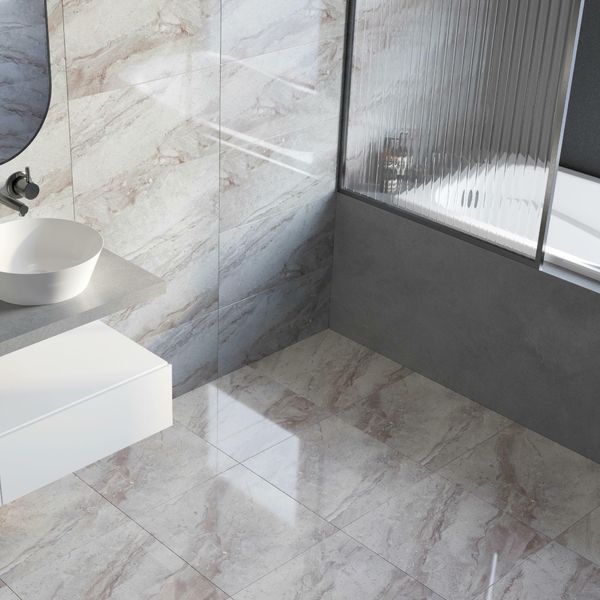 Helena Anthracite Marble Effect Tile 450x450