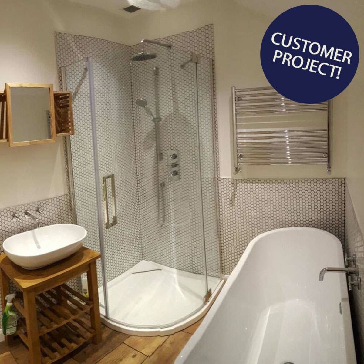 Sample - Pixel White Hexagon Gloss 23x23