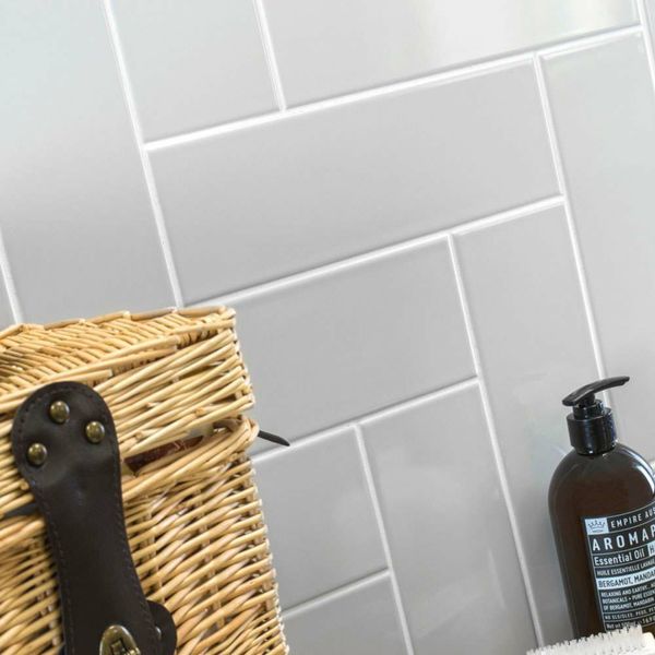 Sample Bricks Light Grey Gloss Ceramic Metro Wall Tiles 300x100x7mm