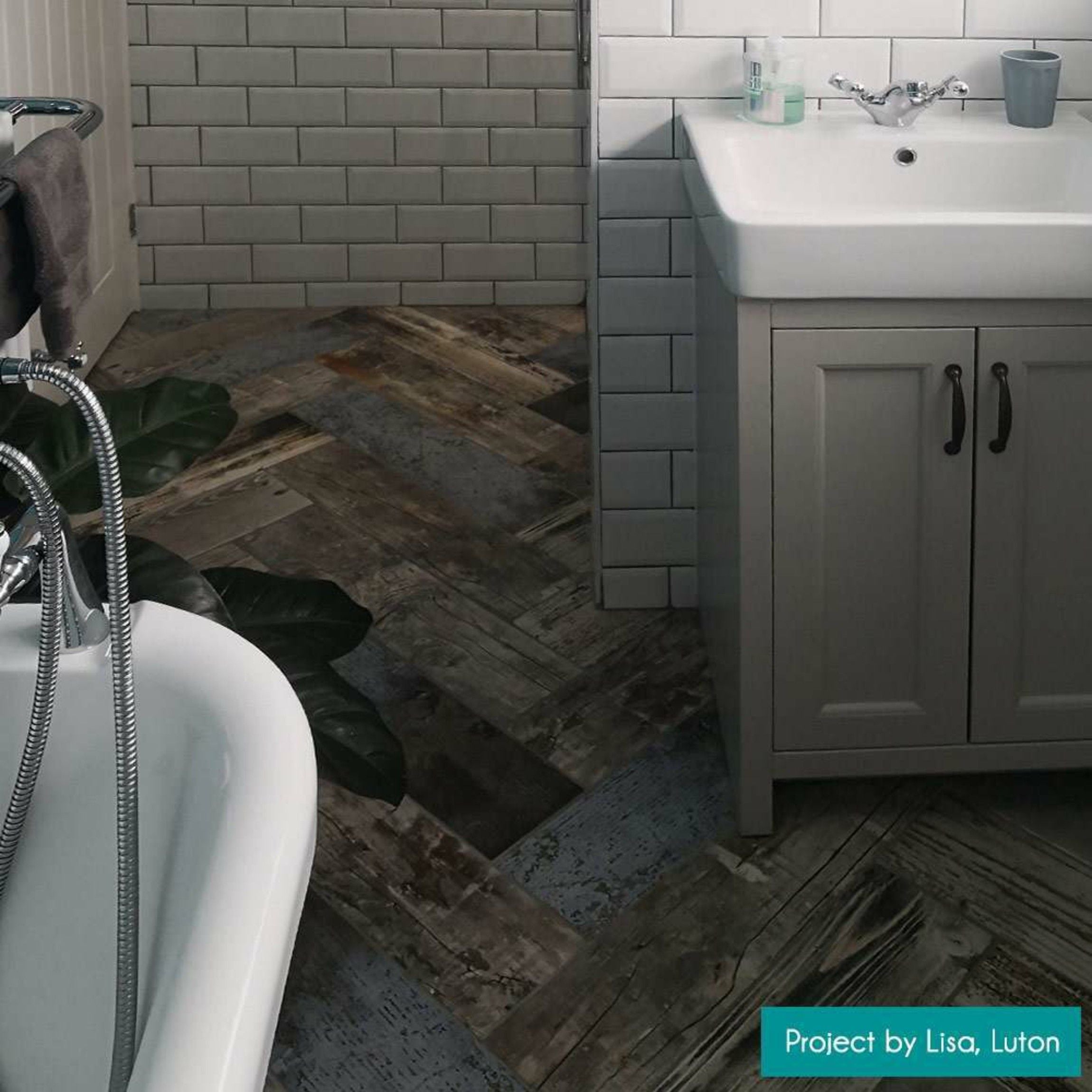 Vintage Blue Wood Effect Tile 15x60