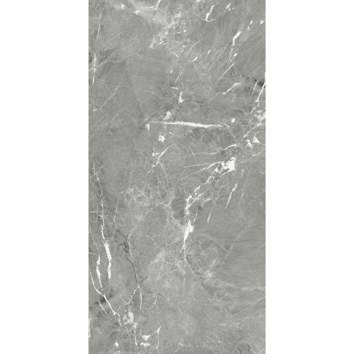 Sample - Makrana Breccia Grey Polished Marble Effect Tile 600x1200