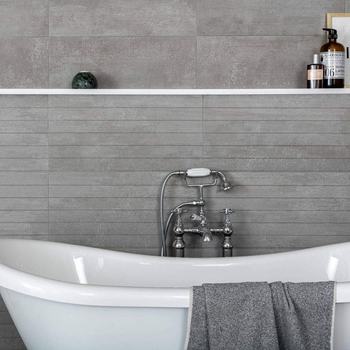 Sample - Porto Grey Matt Decor Concrete Effect Wall Tiles
