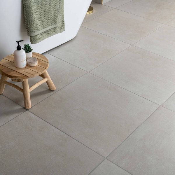 Sample - Porto White Matt Concrete Effect Wall and Floor Tiles 585x585