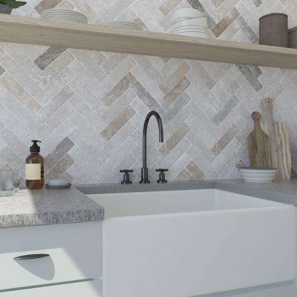 Sample - Provence Mix Beige Matt Brick Effect Tiles 62x235x9mm