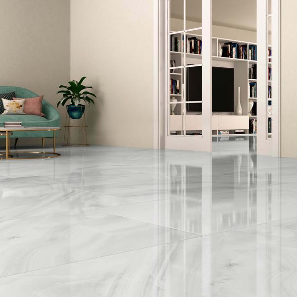 Sample - Rodas White Marble Effect Tiles 1200x600