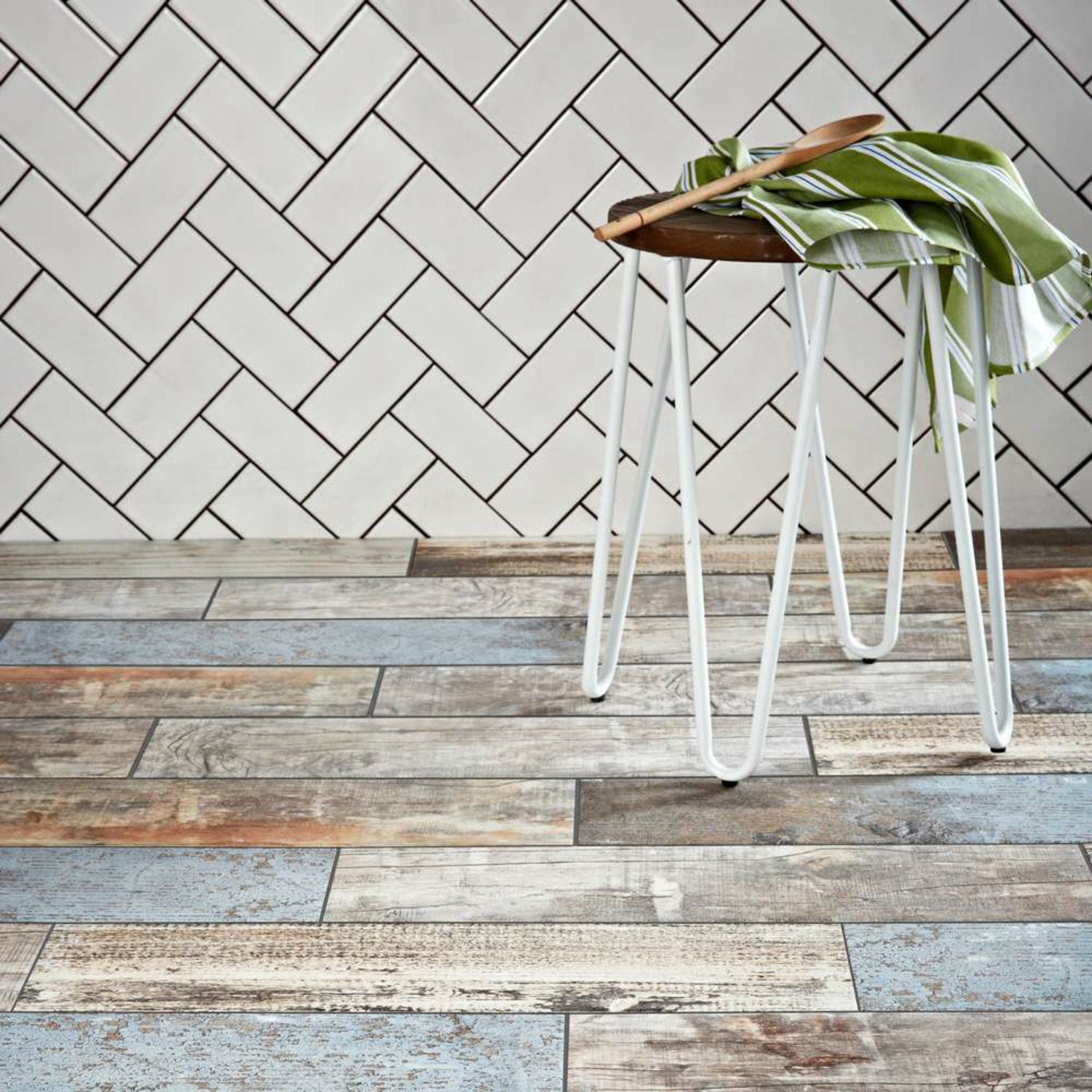 Vintage Blue Wood Effect Tile 15x60
