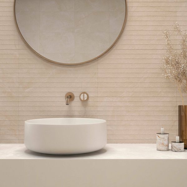 Artan Cream Decor Matt Stone Effect Wall Tiles 550x330x8.8mm