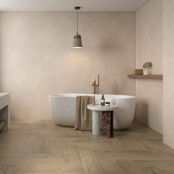 Artan Cream Matt Stone Effect Wall Tiles 550x330x8.8mm