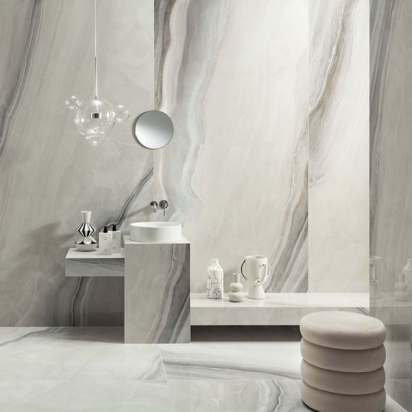 White Opal Polished Marble Effect Tiles 1198x598