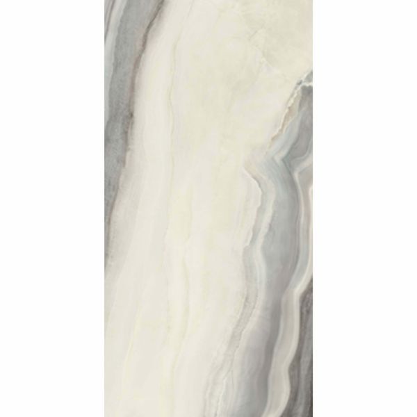 Sample - White Opal Polished Marble Effect Tiles 1198x598