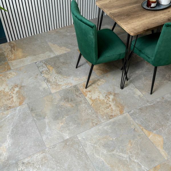 Sample - Strato Light Natural Grey Slate Effect Matt Sparkle 600X600