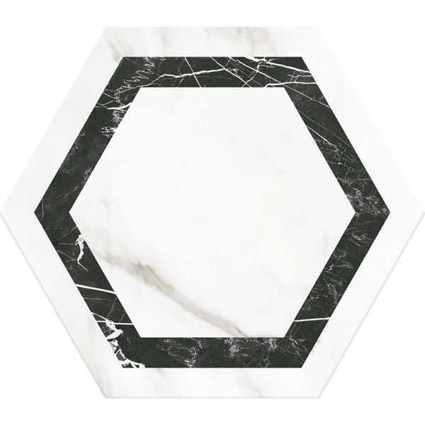 Sample - Venato Hexagon Dark Grey Marble Effect Tile
