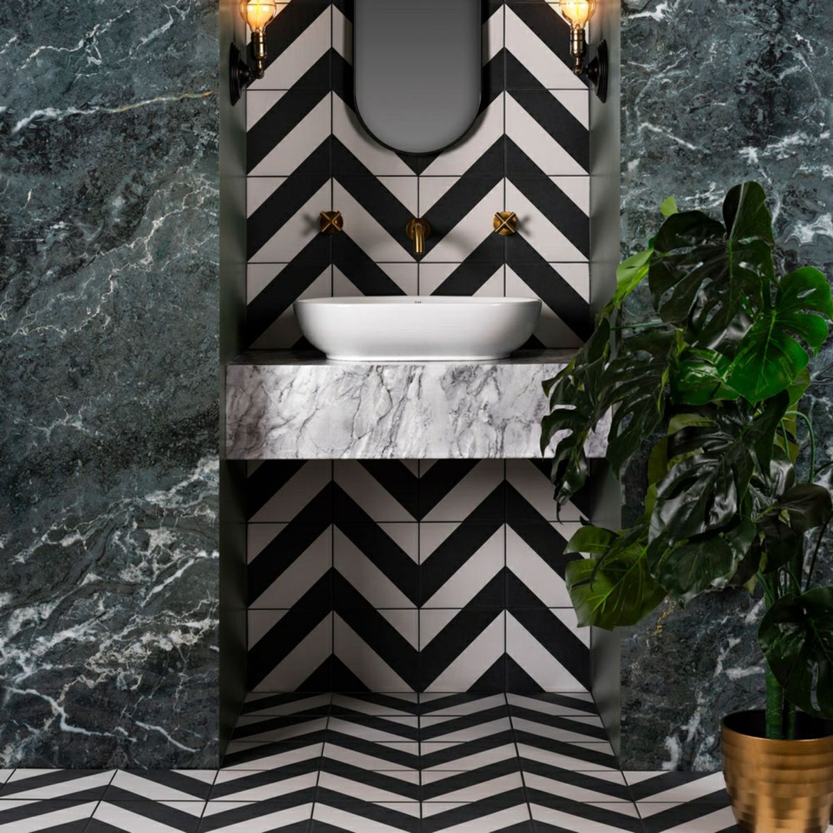 Zebra Black and White Patterned Matt Striped 223x223 Tiles