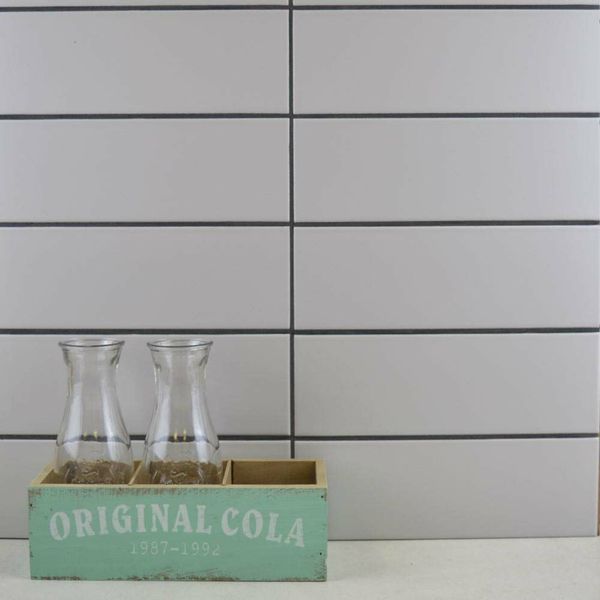 Sample - Bricks Light Grey Matt Ceramic Metro Wall Tiles 300x100x7mm