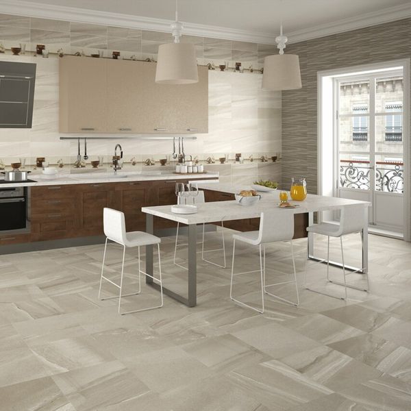Burlington Taupe Decor Stone Effect Tiles 200x600