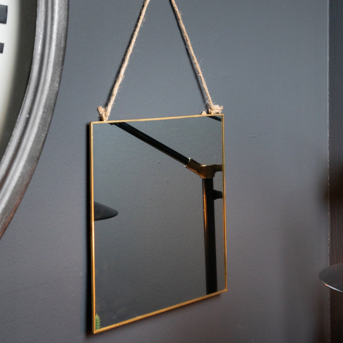 Gold Edged Square Hanging Wall Mirror