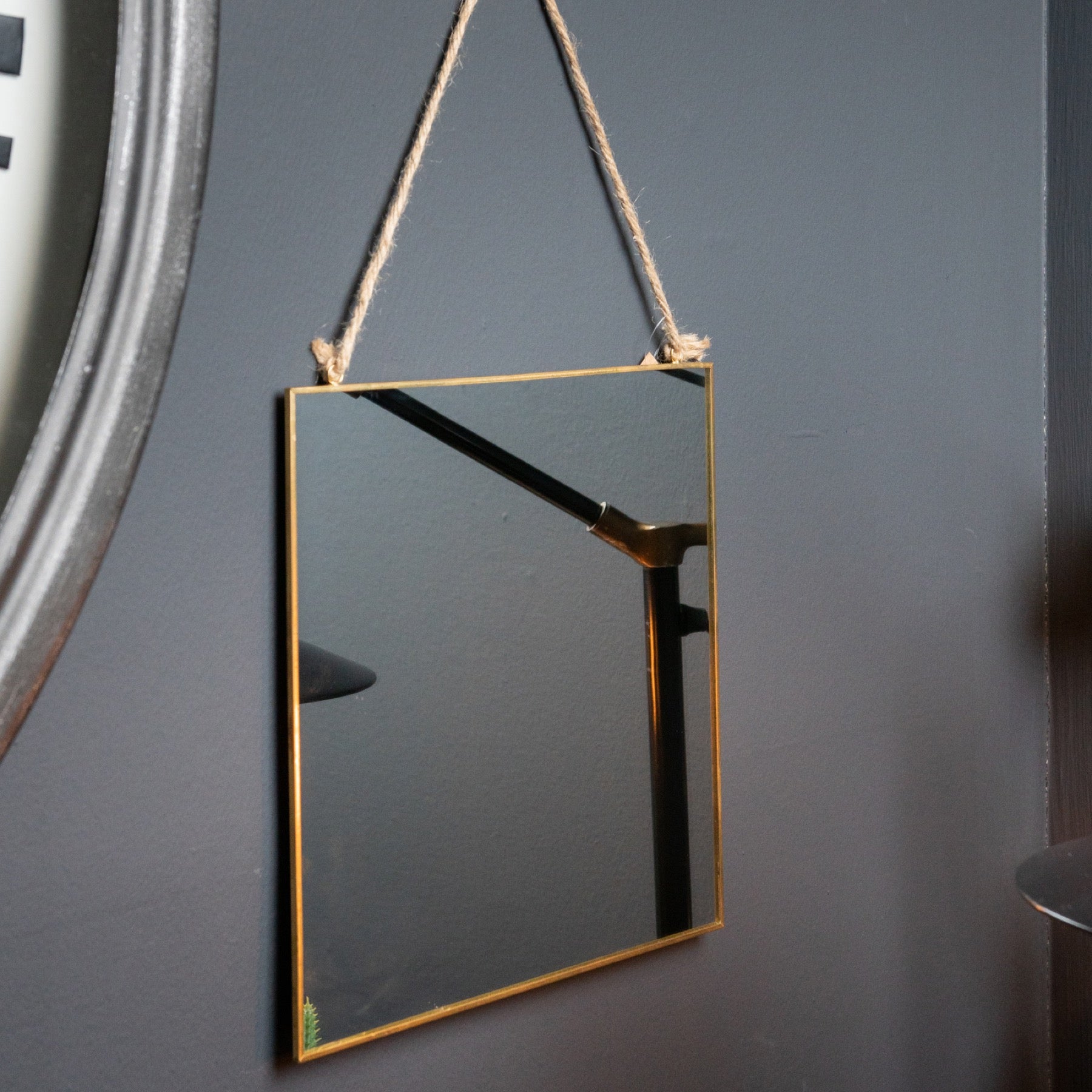 Gold Edged Square Hanging Wall Mirror