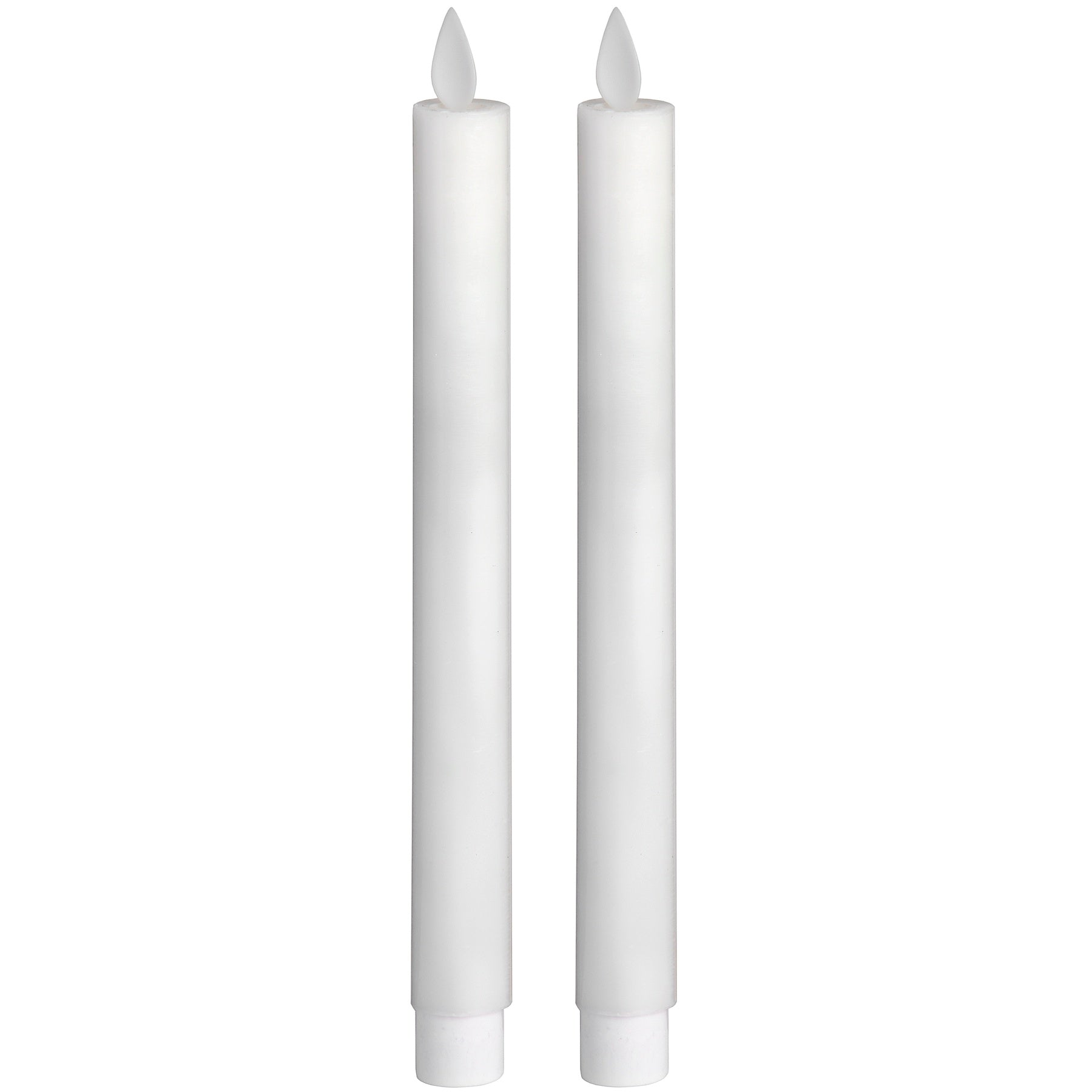 Pair Of White Luxe Flickering Flame LED Wax Dinner Candles