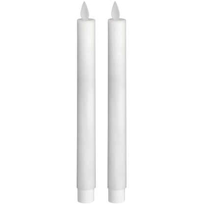 Pair Of White Luxe Flickering Flame LED Wax Dinner Candles