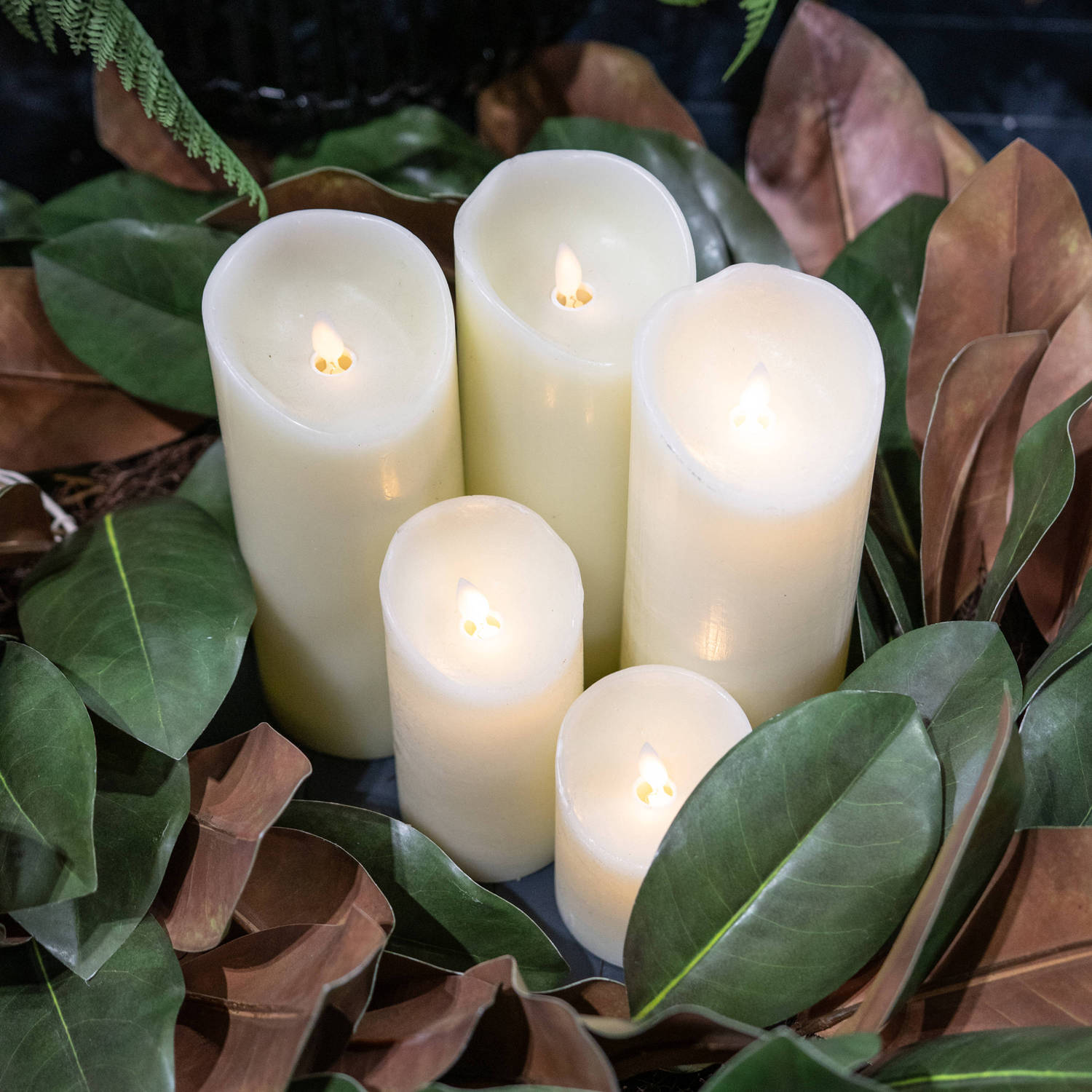 Luxe Collection 3 x 8 Cream Flickering Flame LED Wax Candle