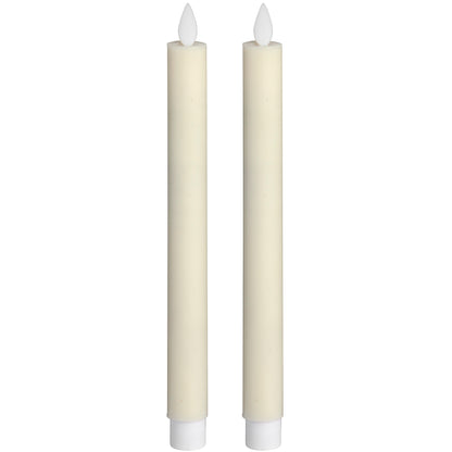 Pair Of Cream Luxe Flickering Flame LED Wax Dinner Candles