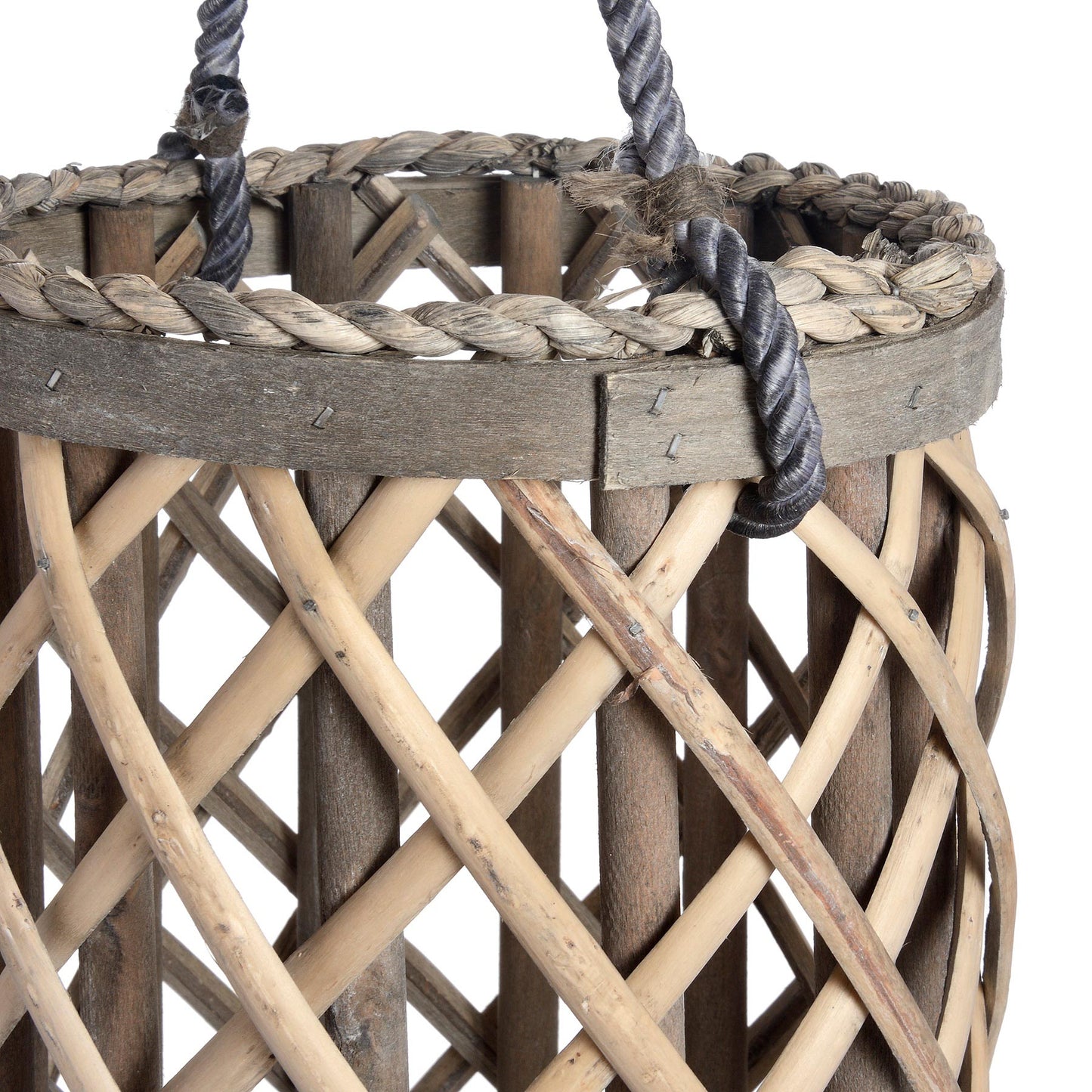 Medium Wicker Lantern with Glass Hurricane