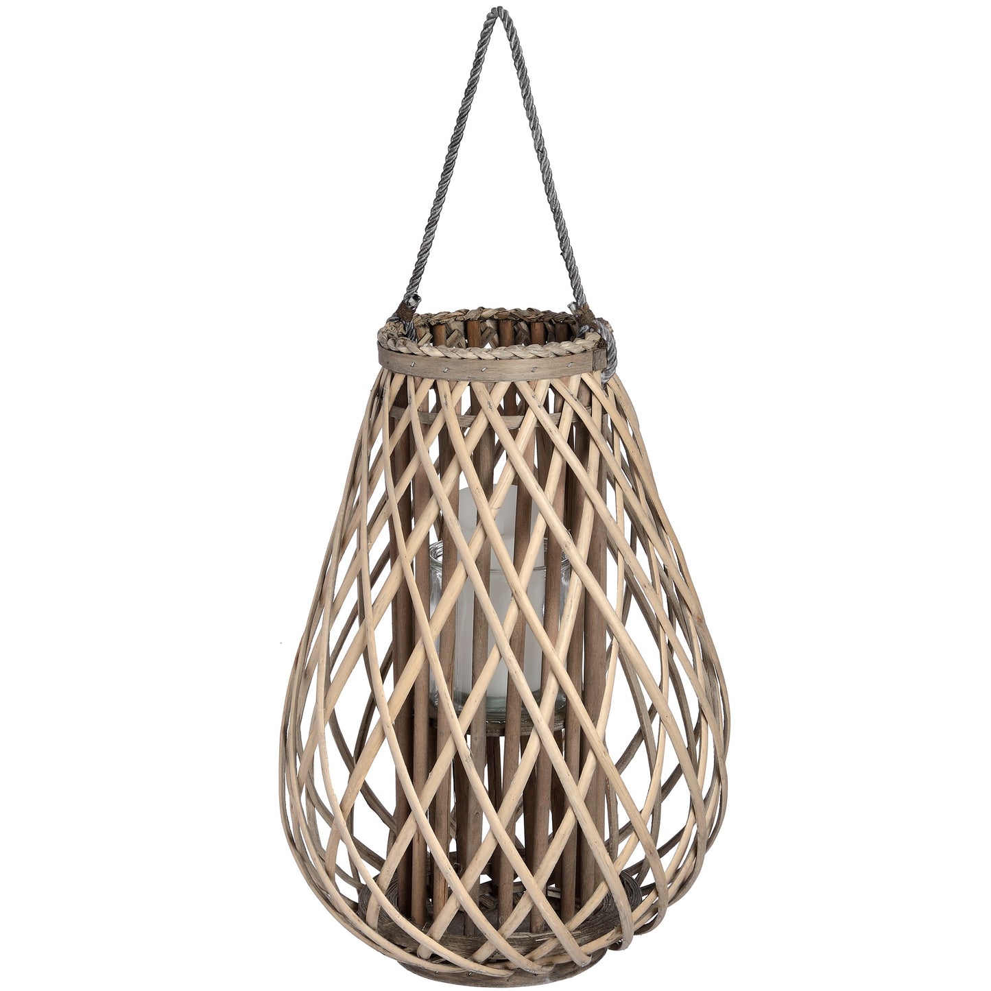 Large Wicker Bulbous Lantern