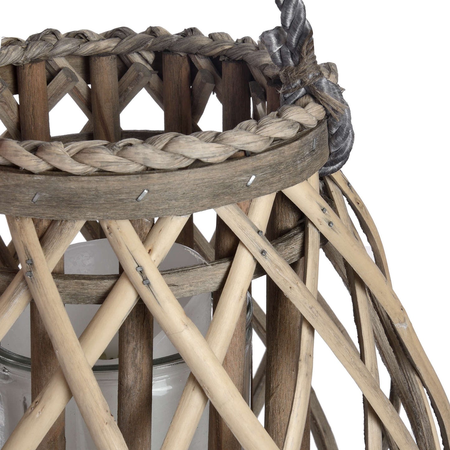 Small Wicker Bulbous Lantern