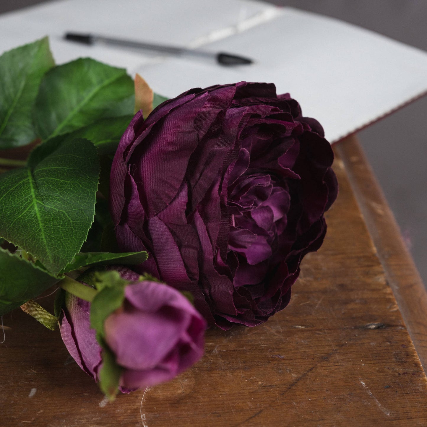 Deep Purple Wedding Peony Rose Spray