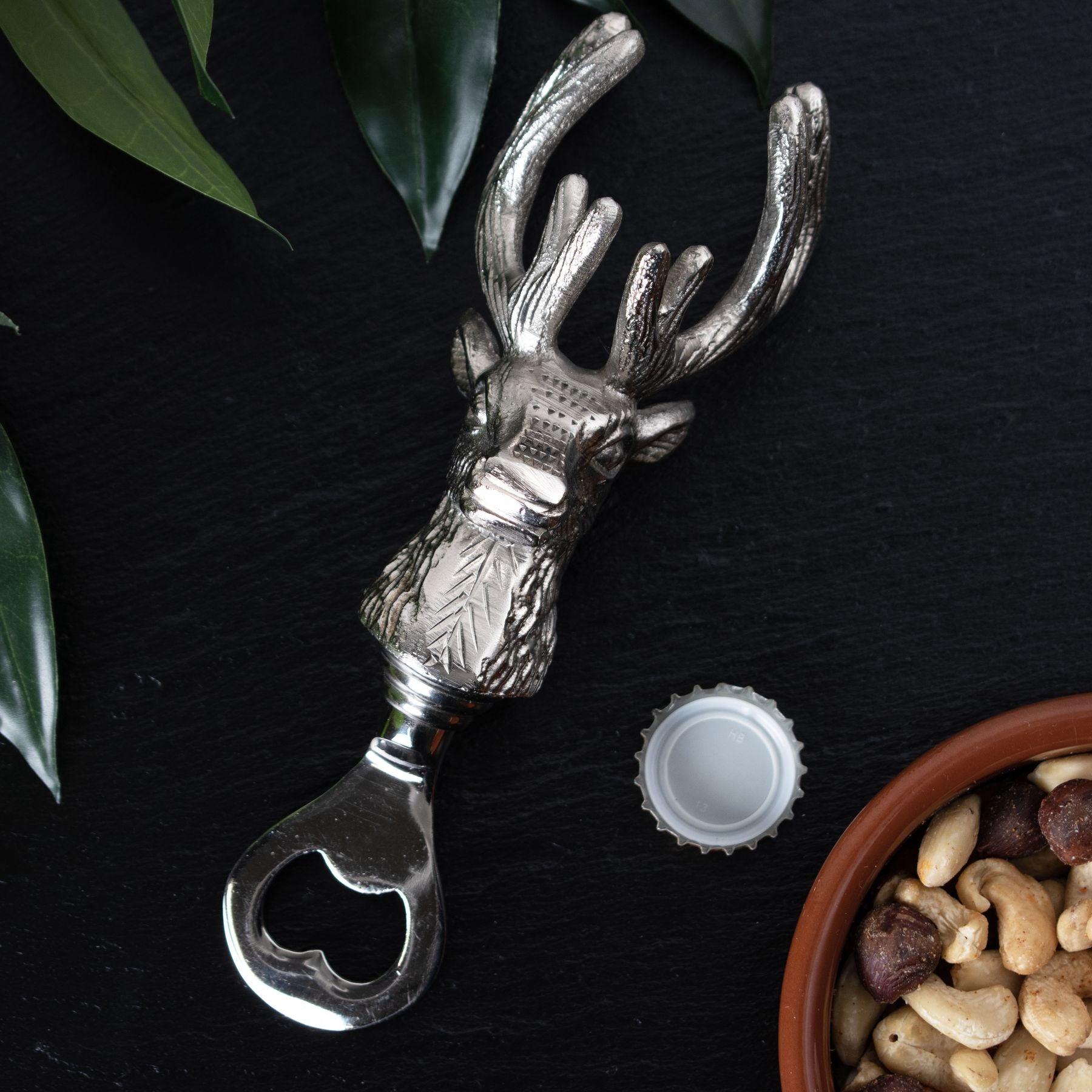 Nickel Stag Head Bottle Opener