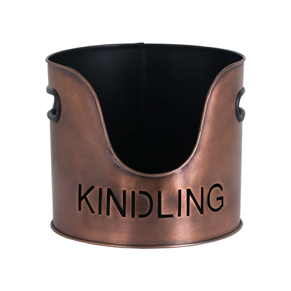 Copper Finish Logs And Kindling Buckets & Matchstick Holder