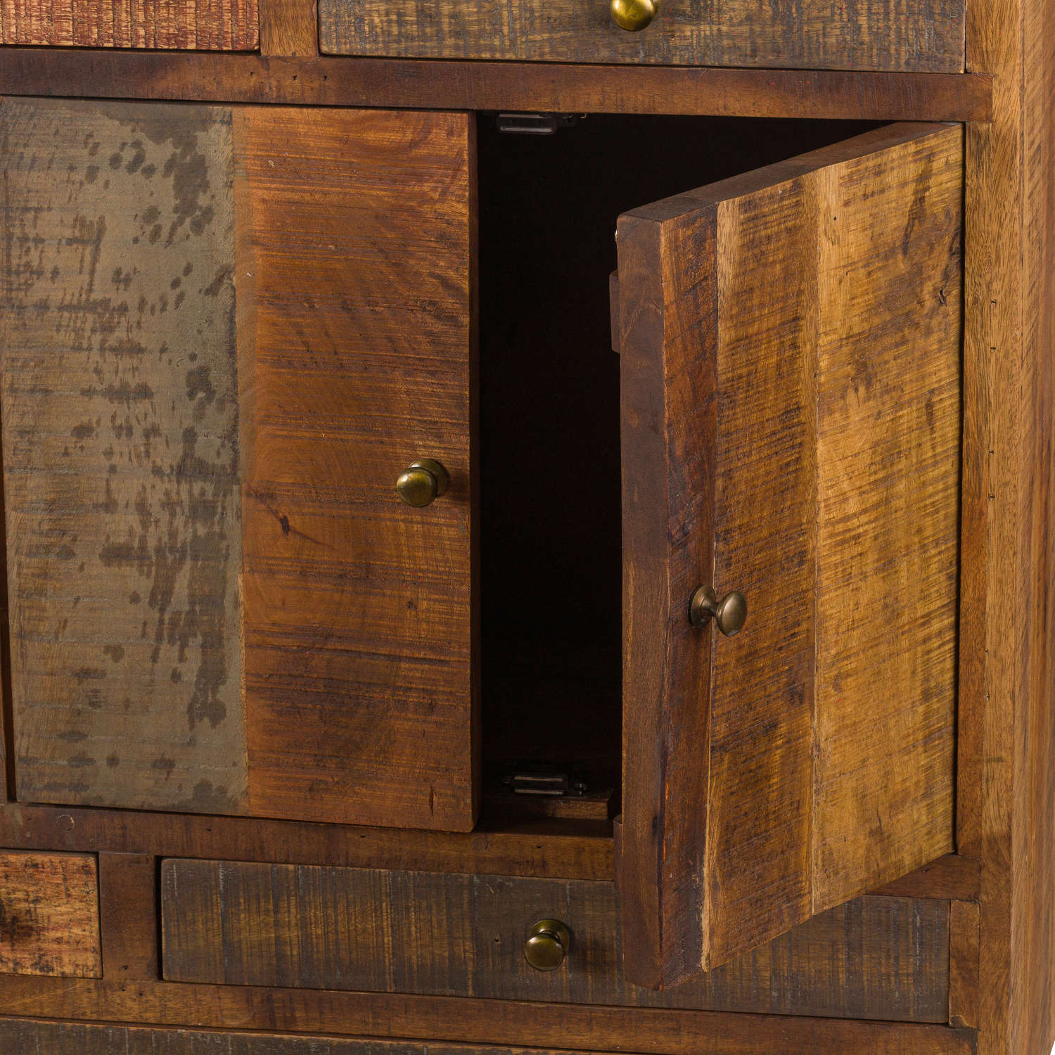 Multi Draw Reclaimed Industrial Chest With Brass Handle