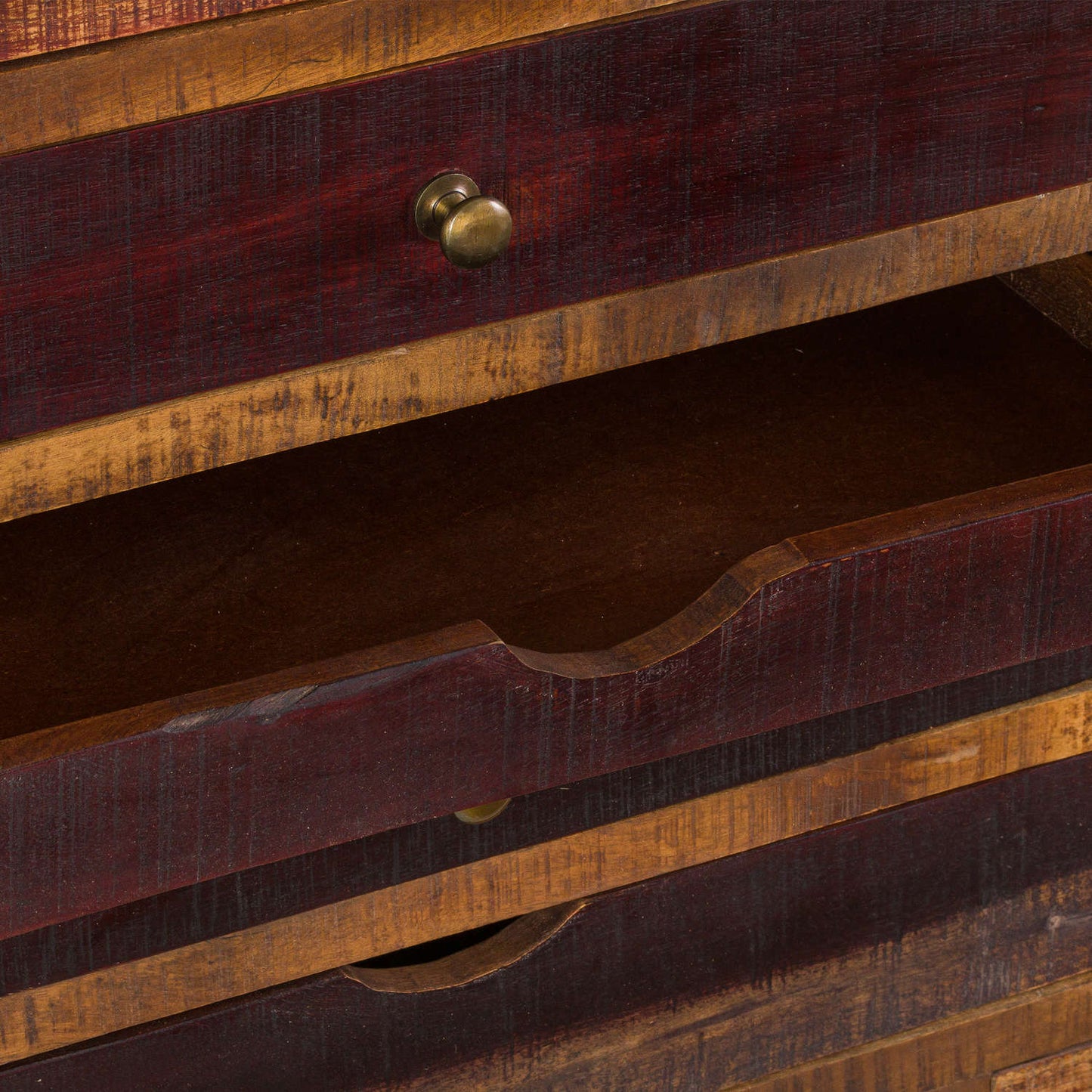 Multi Draw Reclaimed Industrial Chest With Brass Handle